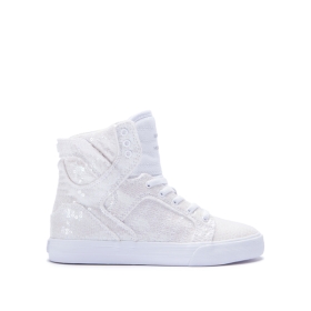 Supra SKYTOP Høye Sneakers Barn Hvite/Hvite | NO-27296